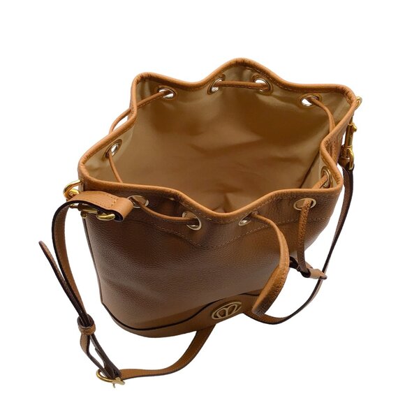 MARK CROSS TAN CALFSKIN LEATHER CHRISTY BUCKET BAG - Picture 6 of 8